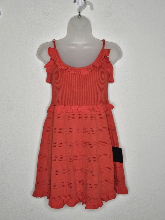 Lulus Dresses & Skirts - Lulus Red Orange Ruffle Strap Knit Mini Dress L Sleeveless Fit & Flare NWT